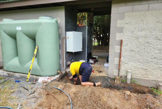 Rainwater tank installation at Douglas Shire Council public toilets